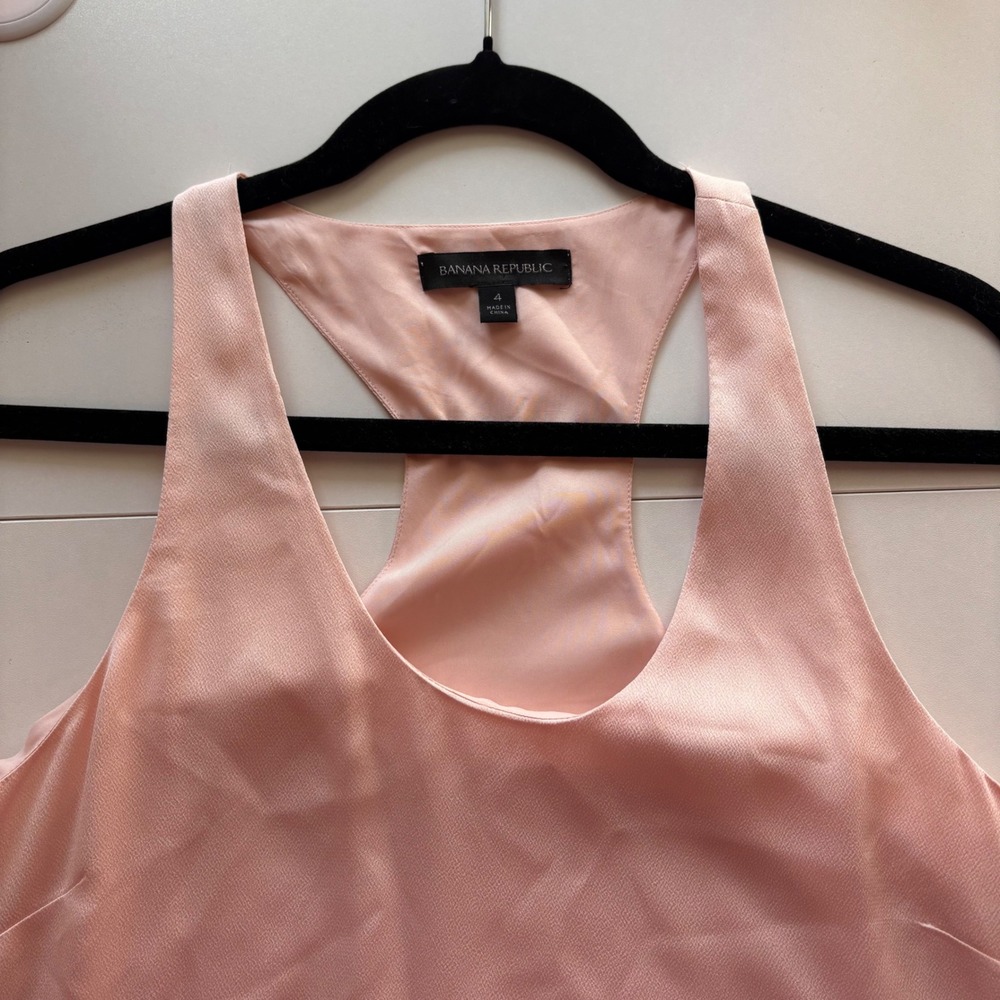 Banana Republic Dress Size 4 Pink Sleeveless Pleated Ruffle Hem Mini